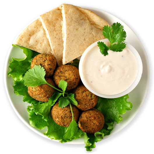 meatballs with salad slices of bread and sauce